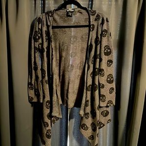 Hot Topic Grey Skull Cardigan